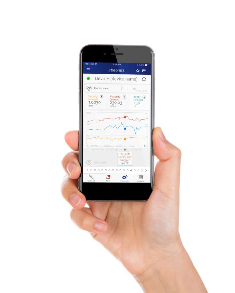 RCP on mobile - rheonics control panel - software options for rheonics density meters and viscometers - data driven optimization
