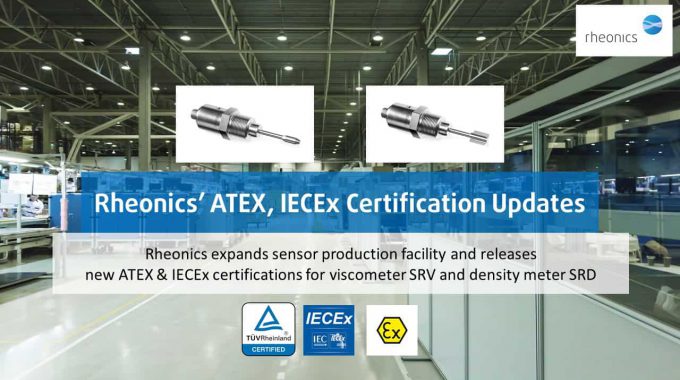 Πιστοποιημένοι αισθητήρες Rheonics EX Iecex Atex2