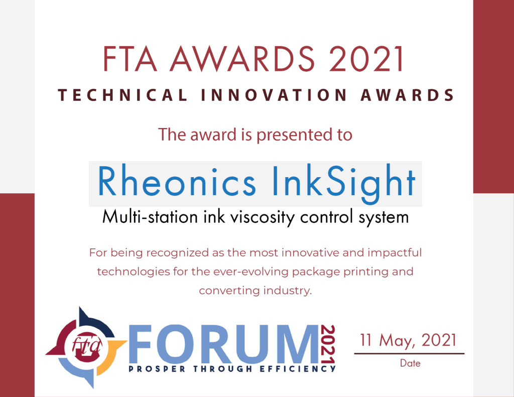 FTA Technical Innovation Awards - Rheonics InkSight - 2021