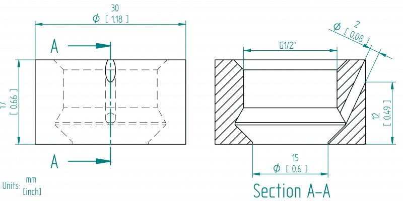 HAW-12G-MTK-Drawing Rheonics HAW-12G-MTK weldolet for thick walls and metal to metal seal.
