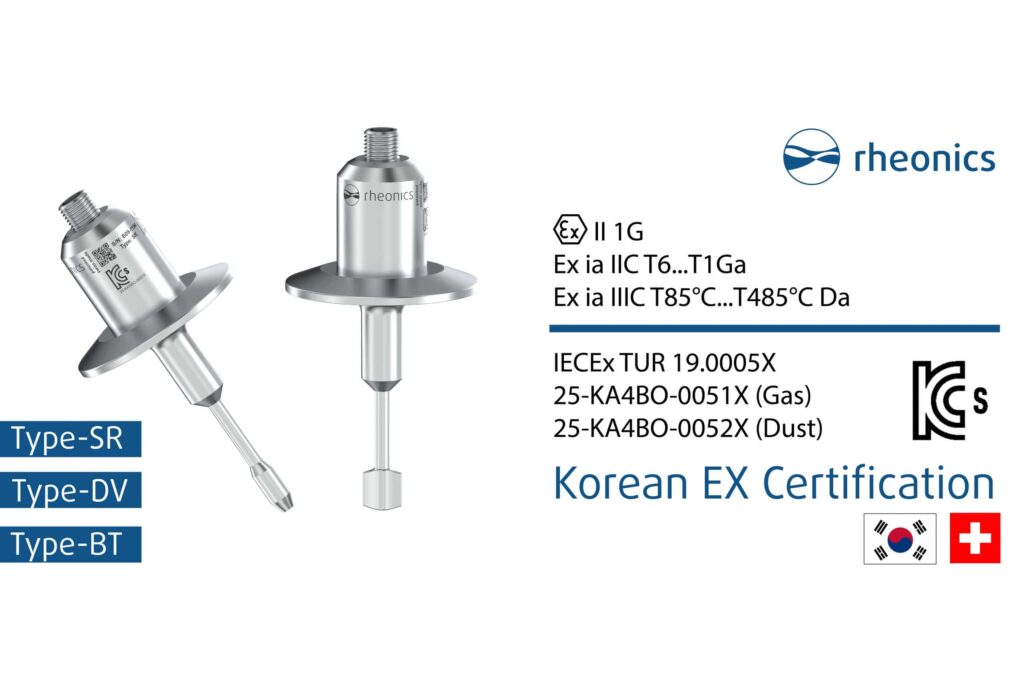 KCs Ex Certification for Rheonics process density meter and viscometer