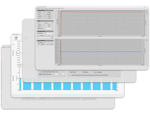 Rheonics Control Panel screens stacked