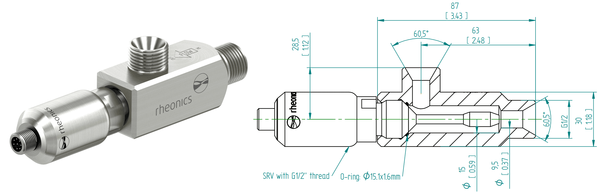 Figure 4: Rheonics SRV-X1-12G in HPT-12G flow cell