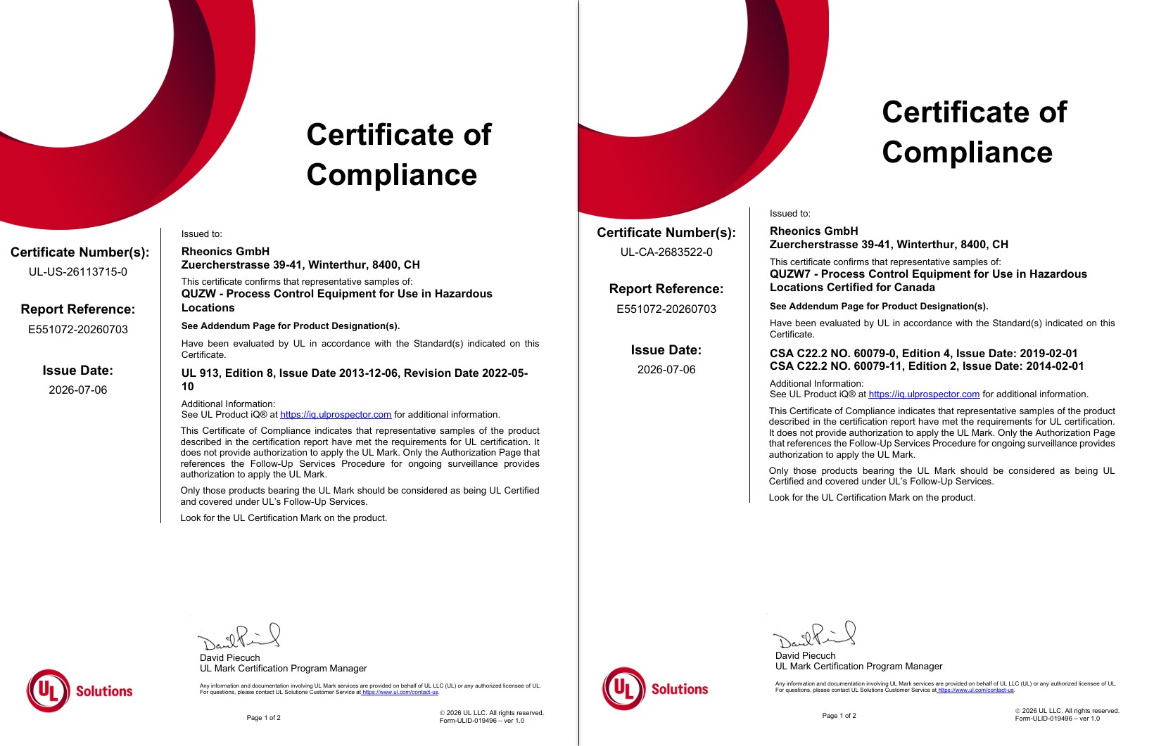 HazLoc Certificate Of Compliance
