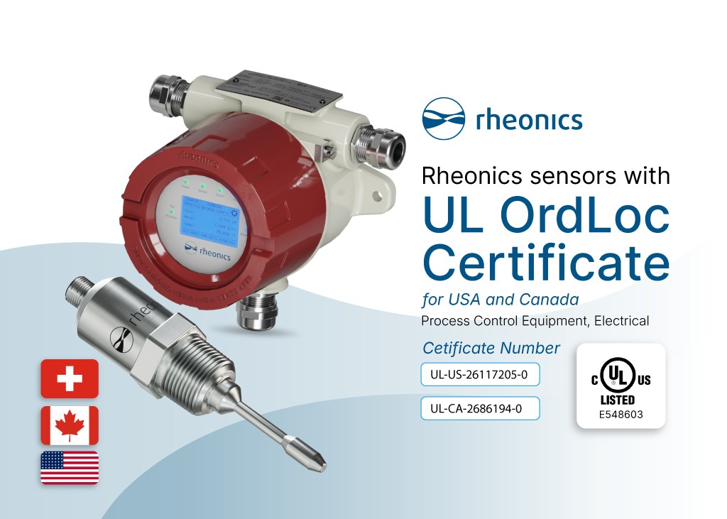 UL NRTL Certification for Rheonics Process Control Equipment in Ordinary Locations (OrdLoc)
