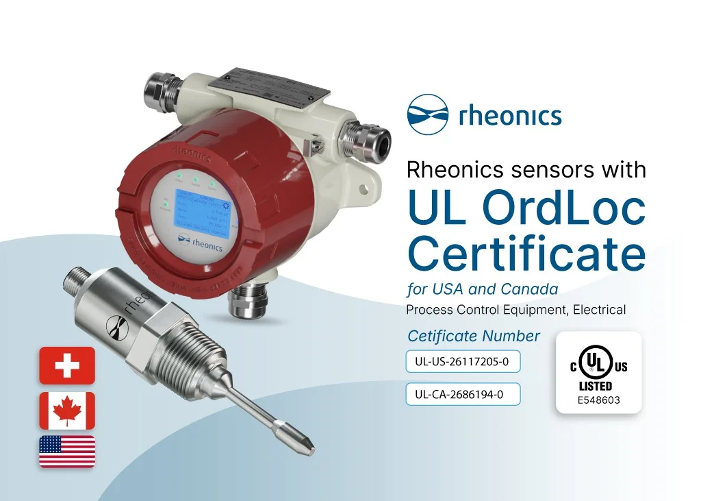 UL NRTL Certification for Rheonics Process Control Equipment in Ordinary Locations (OrdLoc)