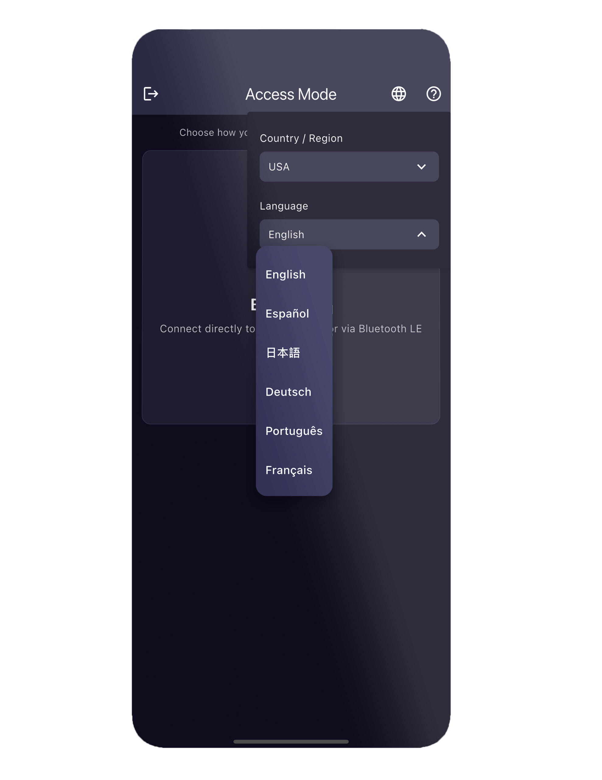 Language of sensor view app